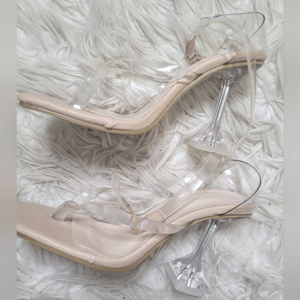SHE&IN Sandal Clear Acrylic Strap Kitty Heel Women's Sz EUR36/US5.5 NWOT - Picture 7 of 9